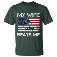 Funny Husband Sarcastic T Shirt American Flag My Wife Beats Me - Wonder Print Shop
