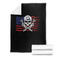 Skeleton Mechanic Throw Blanket American Flag Patriotic Car Repair - Wonder Print Shop