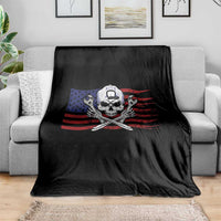 Skeleton Mechanic Throw Blanket American Flag Patriotic Car Repair - Wonder Print Shop
