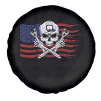 Skeleton Mechanic Spare Tire Cover American Flag Patriotic Car Repair - Wonder Print Shop
