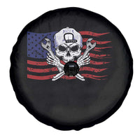 Skeleton Mechanic Spare Tire Cover American Flag Patriotic Car Repair - Wonder Print Shop