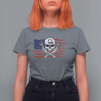 Skeleton Mechanic T Shirt For Women American Flag Patriotic Car Repair - Wonder Print Shop