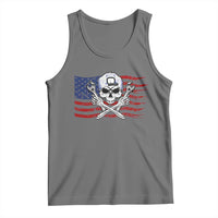 Skeleton Mechanic Tank Top American Flag Patriotic Car Repair - Wonder Print Shop
