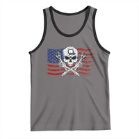 Skeleton Mechanic Tank Top American Flag Patriotic Car Repair - Wonder Print Shop