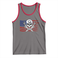 Skeleton Mechanic Tank Top American Flag Patriotic Car Repair - Wonder Print Shop