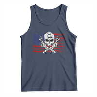 Skeleton Mechanic Tank Top American Flag Patriotic Car Repair - Wonder Print Shop
