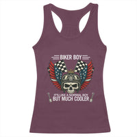 Skull Biker American Flag Motorcycle Biker Son Racerback Tank Top - Wonder Print Shop