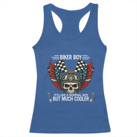 Skull Biker American Flag Motorcycle Biker Son Racerback Tank Top - Wonder Print Shop