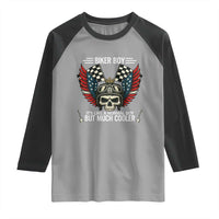 Skull Biker American Flag Motorcycle Biker Son Raglan Shirt - Wonder Print Shop