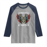 Skull Biker American Flag Motorcycle Biker Son Raglan Shirt - Wonder Print Shop