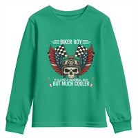Skull Biker American Flag Motorcycle Biker Son Youth Sweatshirt - Wonder Print Shop