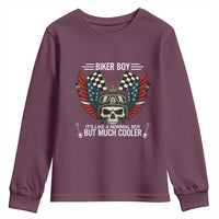 Skull Biker American Flag Motorcycle Biker Son Youth Sweatshirt - Wonder Print Shop