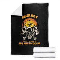Funny Skull Motocycle Halloween Biker Son Throw Blanket Biker Boy It's Like A Normal Boy But Much Cooler - Wonder Print Shop