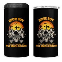 Funny Skull Motocycle Halloween Biker Son 4 in 1 Can Cooler Tumbler Biker Boy It's Like A Normal Boy But Much Cooler