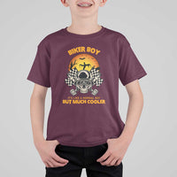 Funny Skull Motocycle Halloween Biker Son T Shirt For Kid Biker Boy It's Like A Normal Boy But Much Cooler - Wonder Print Shop