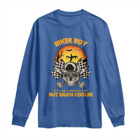 Funny Skull Motocycle Halloween Biker Son Long Sleeve Shirt Biker Boy It's Like A Normal Boy But Much Cooler - Wonder Print Shop