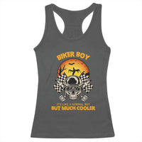 Funny Skull Motocycle Halloween Biker Son Racerback Tank Top Biker Boy It's Like A Normal Boy But Much Cooler - Wonder Print Shop