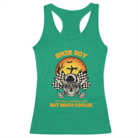 Funny Skull Motocycle Halloween Biker Son Racerback Tank Top Biker Boy It's Like A Normal Boy But Much Cooler - Wonder Print Shop