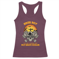 Funny Skull Motocycle Halloween Biker Son Racerback Tank Top Biker Boy It's Like A Normal Boy But Much Cooler - Wonder Print Shop
