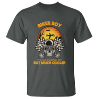 Funny Skull Motocycle Halloween Biker Son T Shirt Biker Boy It's Like A Normal Boy But Much Cooler - Wonder Print Shop