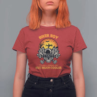 Funny Skull Motocycle Halloween Biker Son T Shirt For Women Biker Boy It's Like A Normal Boy But Much Cooler - Wonder Print Shop