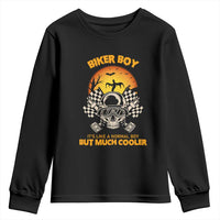 Funny Skull Motocycle Halloween Biker Son Youth Sweatshirt Biker Boy It's Like A Normal Boy But Much Cooler - Wonder Print Shop