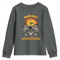Funny Skull Motocycle Halloween Biker Son Youth Sweatshirt Biker Boy It's Like A Normal Boy But Much Cooler - Wonder Print Shop
