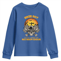 Funny Skull Motocycle Halloween Biker Son Youth Sweatshirt Biker Boy It's Like A Normal Boy But Much Cooler - Wonder Print Shop