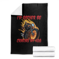 Funny Biker Skeleton Motorcycle Rider Throw Blanket I Would Rather Be Cranking My Hog - Wonder Print Shop