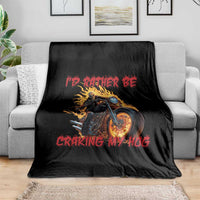 Funny Biker Skeleton Motorcycle Rider Throw Blanket I Would Rather Be Cranking My Hog - Wonder Print Shop