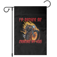 Funny Biker Skeleton Motorcycle Rider Garden Flag I Would Rather Be Cranking My Hog - Wonder Print Shop