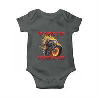 Funny Biker Skeleton Motorcycle Rider Baby Onesie I Would Rather Be Cranking My Hog - Wonder Print Shop