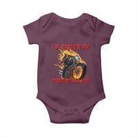 Funny Biker Skeleton Motorcycle Rider Baby Onesie I Would Rather Be Cranking My Hog - Wonder Print Shop