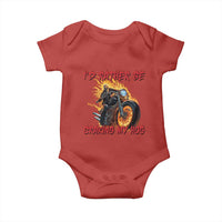 Funny Biker Skeleton Motorcycle Rider Baby Onesie I Would Rather Be Cranking My Hog - Wonder Print Shop