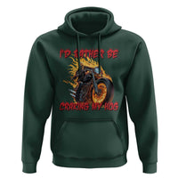Funny Biker Skeleton Motorcycle Rider Hoodie I Would Rather Be Cranking My Hog - Wonder Print Shop