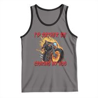 Funny Biker Skeleton Motorcycle Rider Tank Top I Would Rather Be Cranking My Hog - Wonder Print Shop