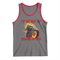 Funny Biker Skeleton Motorcycle Rider Tank Top I Would Rather Be Cranking My Hog - Wonder Print Shop