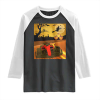 Vintage Race Car Halloween Pumpkin Retro Racing Raglan Shirt - Wonder Print Shop
