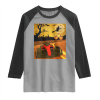 Vintage Race Car Halloween Pumpkin Retro Racing Raglan Shirt - Wonder Print Shop