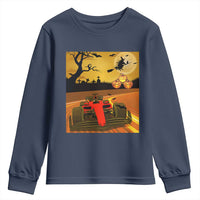 Vintage Race Car Halloween Pumpkin Retro Racing Youth Sweatshirt - Wonder Print Shop