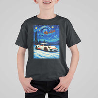 Racing Sports Car T Shirt For Kid Porsche 911 Starry Night Racing Silhouette - Wonder Print Shop