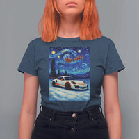 Racing Sports Car T Shirt For Women Porsche 911 Starry Night Racing Silhouette - Wonder Print Shop