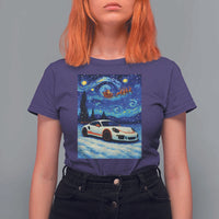 Racing Sports Car T Shirt For Women Porsche 911 Starry Night Racing Silhouette - Wonder Print Shop