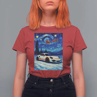 Racing Sports Car T Shirt For Women Porsche 911 Starry Night Racing Silhouette - Wonder Print Shop