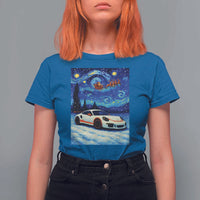 Racing Sports Car T Shirt For Women Porsche 911 Starry Night Racing Silhouette - Wonder Print Shop