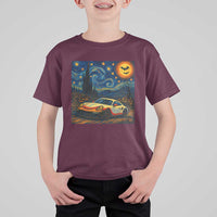 Racing Sports T Shirt For Kid Starry Night 911 Silhouette Halloween - Wonder Print Shop