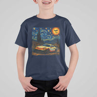 Racing Sports T Shirt For Kid Starry Night 911 Silhouette Halloween - Wonder Print Shop