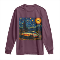 Racing Sports Long Sleeve Shirt Starry Night 911 Silhouette Halloween - Wonder Print Shop