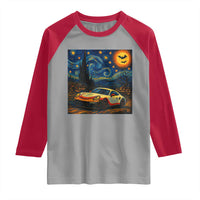 Racing Sports Raglan Shirt Starry Night 911 Silhouette Halloween - Wonder Print Shop
