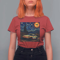 Racing Sports T Shirt For Women Starry Night 911 Silhouette Halloween - Wonder Print Shop